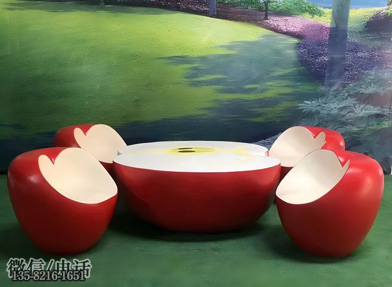 玻璃鋼仿真蘋(píng)果桌椅 玻璃鋼仿真蘋(píng)果桌椅
